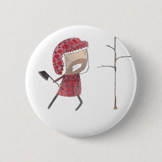 Lumberjack chops tree 6 cm round badge