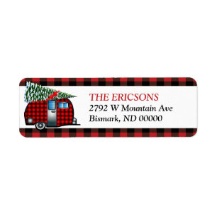 Lumberjack Christmas Camper Return Address Label