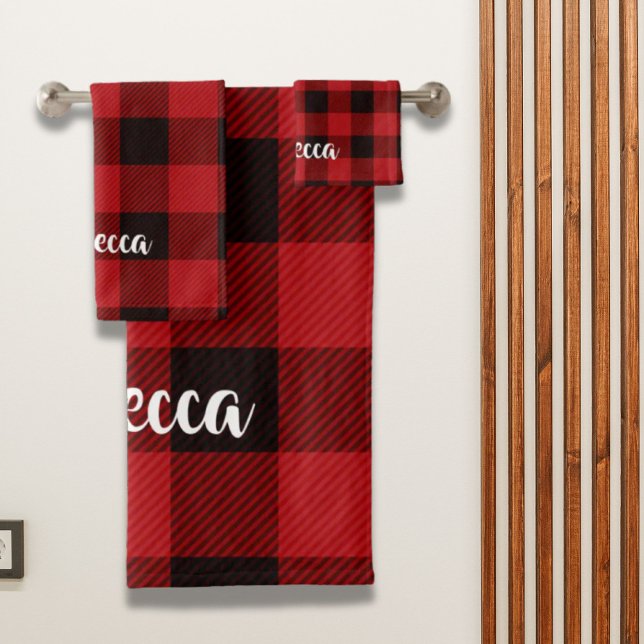 Lumberjack Country Christmas Red buffalo plaid Bath Towel Set (Lumberjack Country Christmas Red buffalo plaid Bath Towel Set)