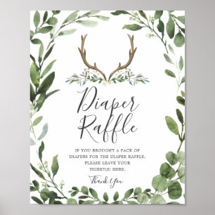 Lumberjack Deer Baby Shower Diaper Raffle Sign