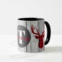 Lumberjack deer plaid monogram Country mug