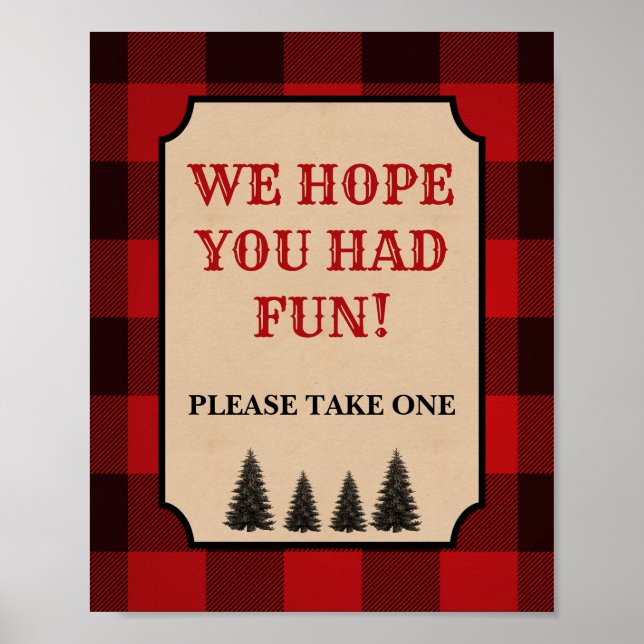 Lumberjack Favour Sign We Hope You Had Fun (Front)
