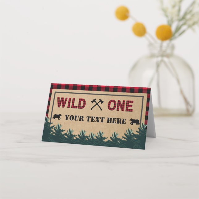 Lumberjack First Birthday, Wild One Place Card (Front)