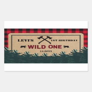 Lumberjack First Birthday, Wild One Rectangular Sticker