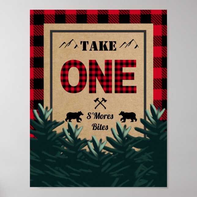 Lumberjack First Birthday, Wild One Take One Sign (Front)