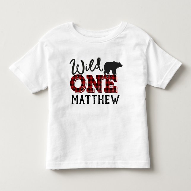 Lumberjack Flannel Bear T-Shirt Wild One (Front)