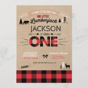 Lumberjack Flannel First Birthday Invitation