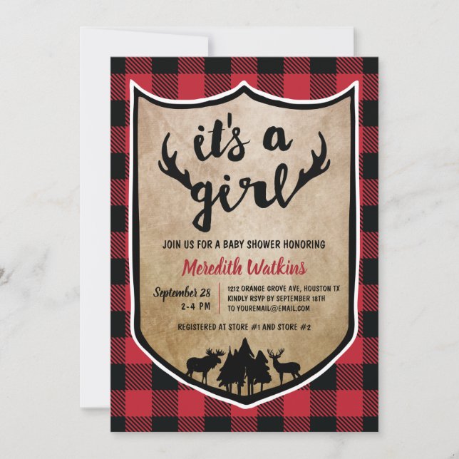 Lumberjack Girl Baby Shower Invitation (Front)