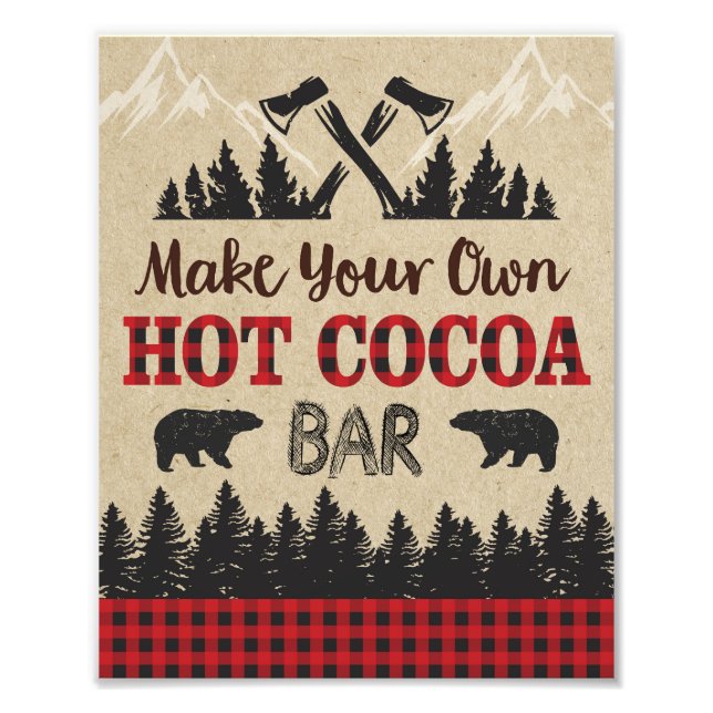 Lumberjack Hot Cocoa Bar Sign | 8x10 Print (Front)