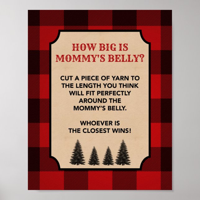 Lumberjack How Big is Mummy's Belly Shower Sign (Front)
