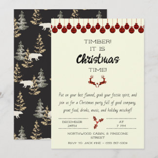 Lumberjack Inspired Christmas Party Invitation