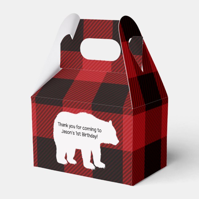 Lumberjack Little Bear Party Favour Bag Box (Front Side)