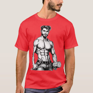 Lumberjack Muscle Power LGBTQ Gay Pride ColorIn De T-Shirt