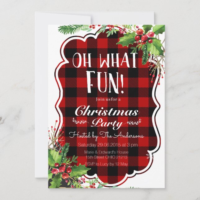 Lumberjack Oh What Fun Christmas Party Invitation (Front)