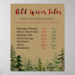 Lumberjack Old Wives Tales Gender Reveal Board Poster