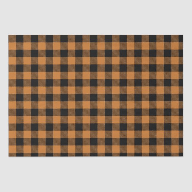 lumberjack orange and black checkers tissue paper (Front)