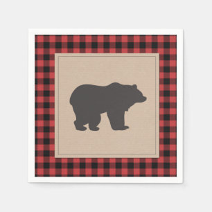 Lumberjack Paper Napkin Red Black Plaid chequered
