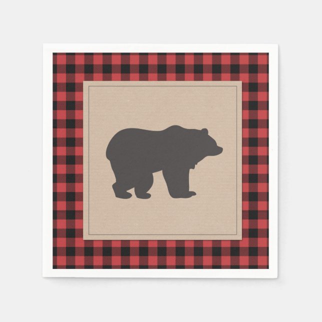 Lumberjack Paper Napkin Red Black Plaid chequered (Front)