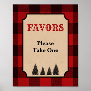 Lumberjack Party Favour Sign Red Plaid