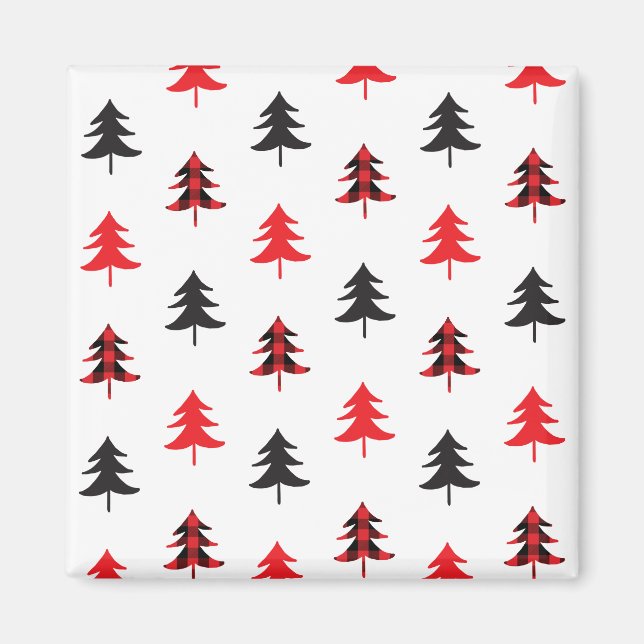 Lumberjack Pattern Cute Christmas Pattern Magnet (Front)