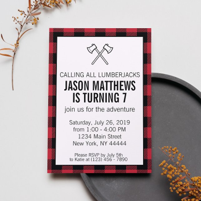 Lumberjack Plaid Birthday Invitation (Creator Uploaded)