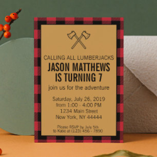 Lumberjack Plaid Birthday Invitation