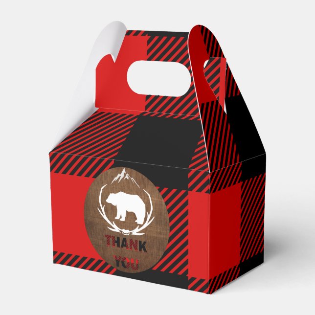 Lumberjack Plaid Birthday Thank you Favour Box (Front Side)