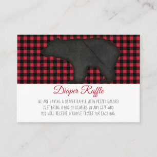 Lumberjack Plaid Black Bear Baby Boy Diaper Raffle Enclosure Card