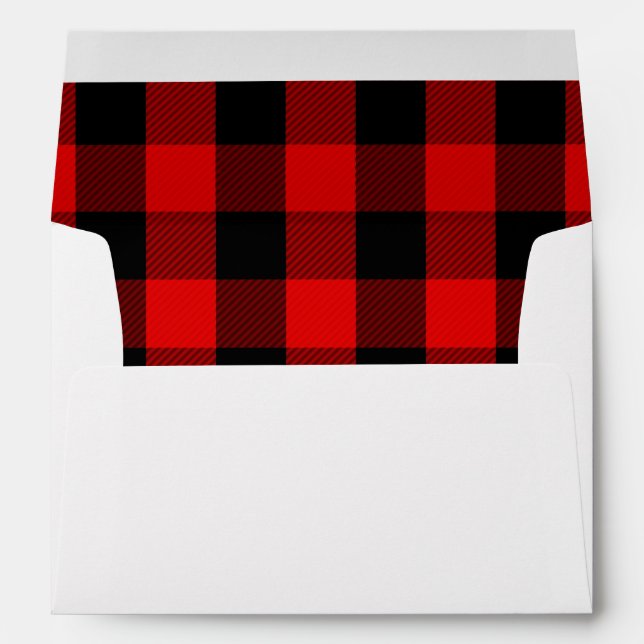 Lumberjack Plaid Black Red Rustic 5X7 Envelopes (Back (Bottom))