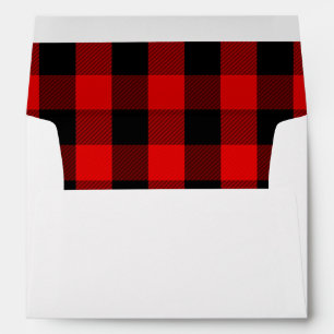 Lumberjack Plaid Black Red Rustic 5X7 Envelopes