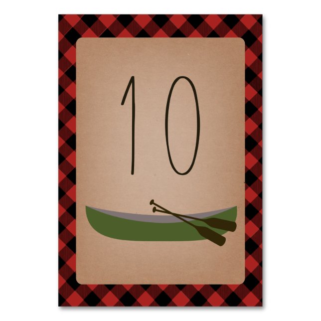 Lumberjack Plaid Canoe + Arrows Table Number (Back)
