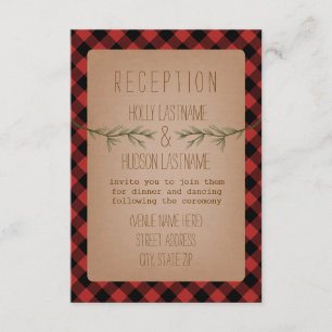 Lumberjack Plaid Evergreen Wedding Reception Enclosure Card