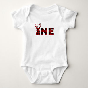 Lumberjack Plaid One First Birthday Baby Bodysuit