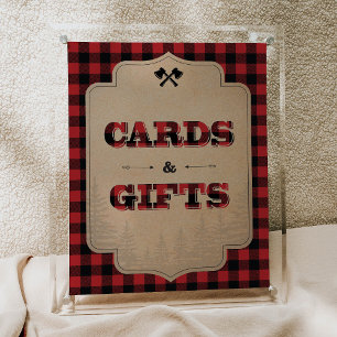 Lumberjack Plaid Party Sign Decor Cards and Gifts