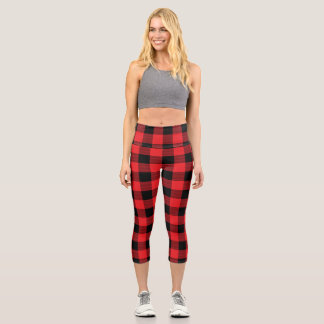 Lumberjack Plaid Seamless Pattern Capri Leggings