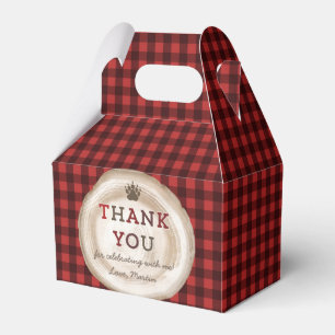 Lumberjack Red Black Buffalo Plaid Tree Stump Favour Box
