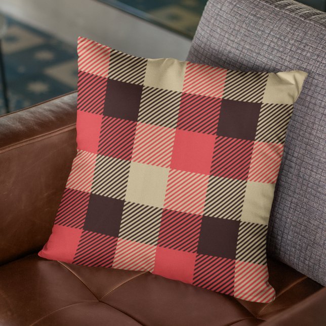 Lumberjack Red Black & Tan Woodsman Plaid Cushion (Creator Uploaded)
