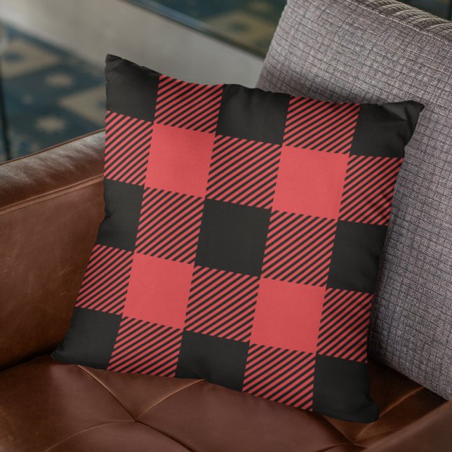 Lumberjack Red & Black Woodsman Tartan Plaid Cushion (Creator Uploaded)