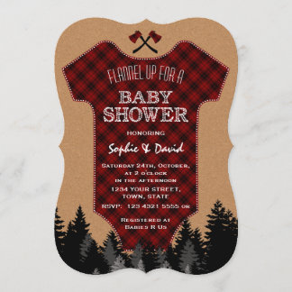 Lumberjack Red Buffalo Baby Suit Baby Shower Invitation