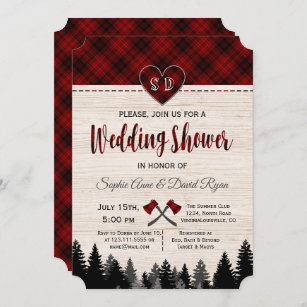 Lumberjack Red Buffalo Barn Wedding Couple Shower Invitation