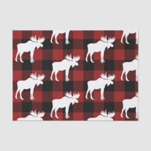 Lumberjack Red Buffalo Plaid Moose Pattern Holiday Tissue Paper