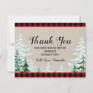 Lumberjack Red Plaid Baby Shower Thank You Card