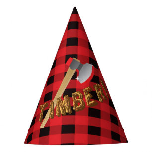 Lumberjack red plaid Birthday Party Hat