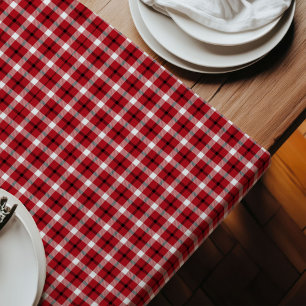 Lumberjack Table Runner Rustic Red Black Style