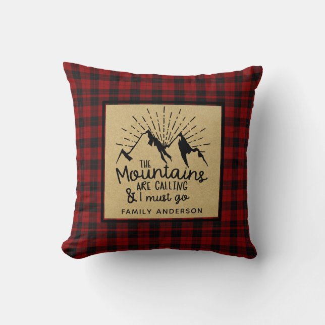 Lumberjack The Mountains Are Calling Personalised Cushion (Front)