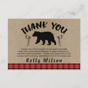 Lumberjack Theme Baby Shower Thank You Card