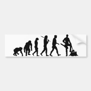 Lumberjack tree feller loggers bunyan evolution bumper sticker