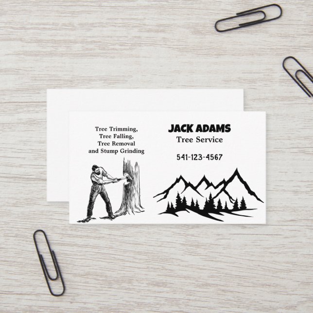 Lumberjack Tree Service Business Card (Front/Back In Situ)