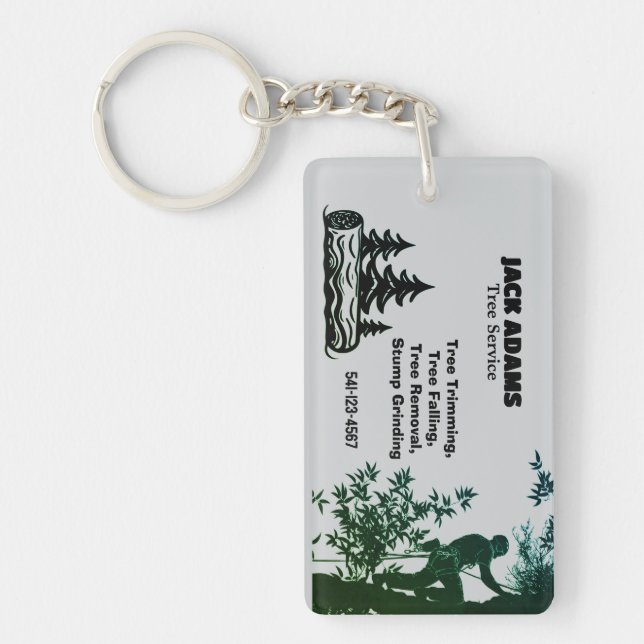 Lumberjack Tree Service Business Card Key Ring (Front)