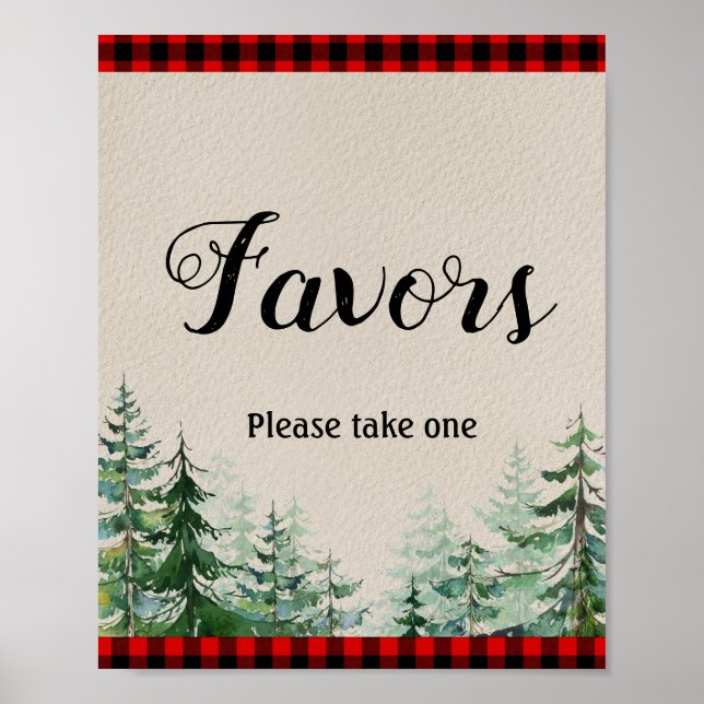 Lumberjack Watercolor Favour Sign (Front)